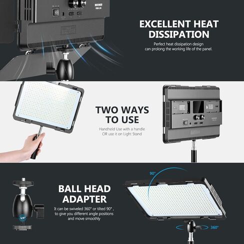 Neewer 2-Pack 2.4G LED Light مع حامل 2M ثنائي اللون 600 SMD CRI 96+ لوحة LED/Barndoor/LCD مجموعة إضاءة فيديو للتصوير الفوتوغرافي في استوديو الصور، رأس كروي/جهاز تحكم عن بعد/جراب متضمن in Kuwait