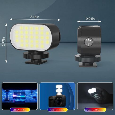 كاميرا LED / ضوء الهاتف في الوقت الحقيقي، مصباح ملء زاوية التصوير قابل للتعديل، 750 مللي أمبير قابلة لإعادة الشحن يمكن عكس الضوء ، إضاءة لـ Vlog/Makeup / تصوير مباشر / تسجيل فيديو in Saudi Arabia