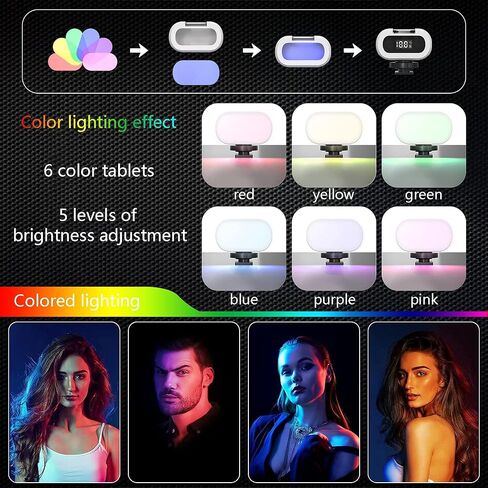 كاميرا LED / ضوء الهاتف في الوقت الحقيقي، مصباح ملء زاوية التصوير قابل للتعديل، 750 مللي أمبير قابلة لإعادة الشحن يمكن عكس الضوء ، إضاءة لـ Vlog/Makeup / تصوير مباشر / تسجيل فيديو in Saudi Arabia