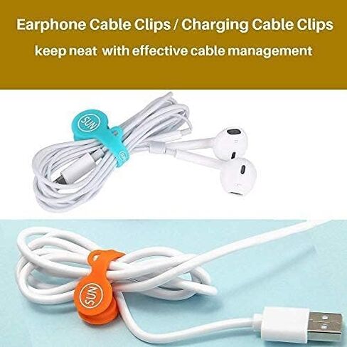 SUNFICON Cable Organizers Clips Magnetic Earbuds Cords Winder Bookmark Clips Whiteboard Noticeboard Fridge Magnets USB Cable Manager Ties Straps for Home,Office,School 5 Pack Assorted Light Colors in Saudi Arabia