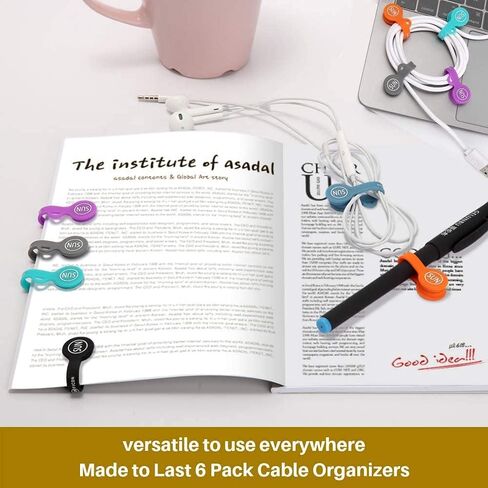 SUNFICON Cable Organizers Clips Magnetic Earbuds Cords Winder Bookmark Clips Whiteboard Noticeboard Fridge Magnets USB Cable Manager Ties Straps for Home,Office,School 5 Pack Assorted Light Colors in Saudi Arabia