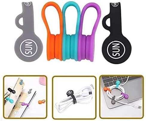 SUNFICON Cable Organizers Clips Magnetic Earbuds Cords Winder Bookmark Clips Whiteboard Noticeboard Fridge Magnets USB Cable Manager Ties Straps for Home,Office,School 5 Pack Assorted Light Colors in Saudi Arabia