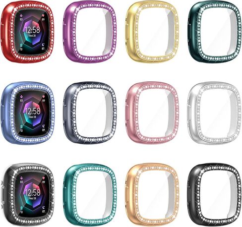 [8 عبوات] RICHONE متوافق مع Fitbit Versa 4 & Sense 2 (2022) حافظة حماية للشاشة، غطاء Bling Diamonds ناعم من مادة TPU ممتص للصدمات ملحقات الساعة الذكية (8 ألوان، Versa 4 & Sense 2) in Kuwait