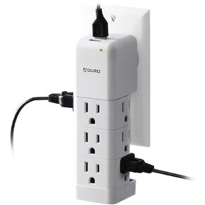 Aduro Surge Protector 9 منافذ توصيل الطاقة مع USB (2 منافذ 2.4A) مثبت على الحائط متعدد المنافذ الفاصل موسع محول أبيض in Kuwait