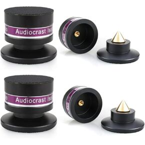 Tertullus 4 Pcs Aluminum Speaker Spike+Speaker Isolation Feet Top Pad Turntable Isolation Feet for Amplifier Speaker Turntable Player Subwoofer Black