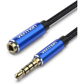 VENTION Headphone Extension Cable, 3.5mm Aux Extender Cable 3 Ring 4 Pole Male to Female Stereo Audio Cable Gold Plated Compatible with Laptop, Smartphones, Headphones, Tablets(1.6FT/0.5M)