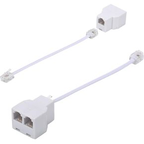 LanSenSu Phone Line Splitter,Telephone Splitter,with RJ11 6P4C Plugs,Suitable for Telephone,Fax Machine,White 1-Pack in Saudi Arabia