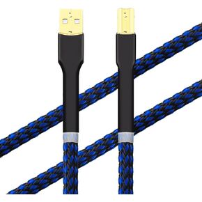 كابل طابعة Viborg USB بطول 1.6FT/0.5 متر متين USB 2.0 نوع A ذكر إلى B ذكر سلك ماسح ضوئي عالي السرعة للصوت الرقمي لـ DAC (1.6FT/0.5M)