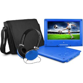 مشغل DVD المحمول Ematic مع شاشة دوارة LDC مقاس 9 بوصة، وحقيبة سفر وسماعات رأس، باللون الأزرق المخضر in Kuwait