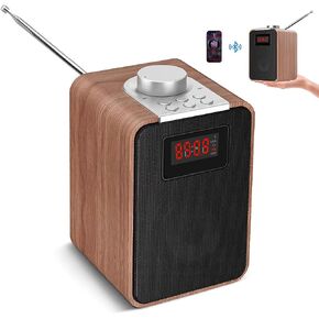 Retro FM Radio Vintage Wooden Bluetooth Speaker Portable Shortwave Radio with LED Display, Clear Sound, Type-C/AC Charging, 2000mAH Rechargeable Battery, Support TF Card/USB Disk/AUX Input in Saudi Arabia