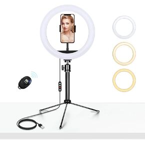 10.2 بوصة ضوء مكتب LED، ضوء حلقة سطح المكتب خافت مع حامل ثلاثي وحامل الهاتف سيلفي هالو ضوء للتيار المباشر / المكياج / يوتيوب، متوافق مع آيفون وأندرويد.. in Kuwait
