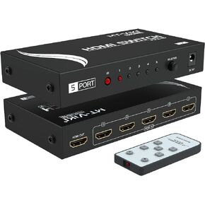 MT-VIKI HDMI Switch 3 in 1 Out 4K HDMI Splitter، مفتاح تلقائي مع جهاز تحكم عن بعد معدني HDMI Switch Hub يدعم 4K 30 هرتز 3D HDCP1.4 لـ PS5 PS4 Xbox DVD Player Fire Stick TV PC in Kuwait