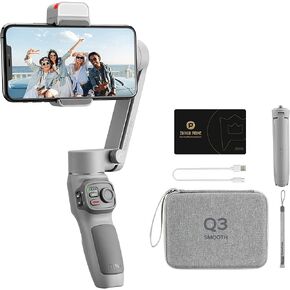 مجموعة Zhiyun Smooth Q3، مثبت جيمبال ثلاثي المحاور للهواتف الذكية، هاتف قابل للطي مع بداية تلقائية خفيفة، مثبت يدوي بفاصل زمني دوللي زووم، حقيبة جيمبال in Kuwait