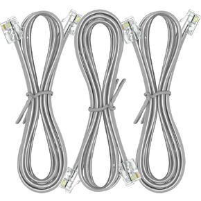 NECABLES 3Pack Phone Cord 6ft Telephone Cord for Landline and Fax | Phone Cable RJ11 6P4C Male to Male Gray - 6 Feet in Saudi Arabia