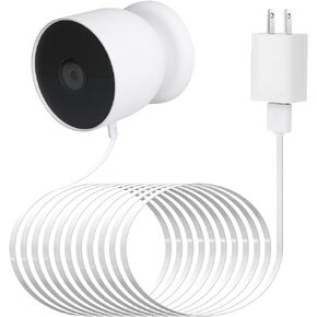 كابل طاقة wochel متوافق مع Google Nest Cam (البطارية)، كابل خارجي مقاوم للطقس بطول 30 قدم/9.1 متر يشحن كاميرا Nest الخاصة بك باستمرار (أسود)
