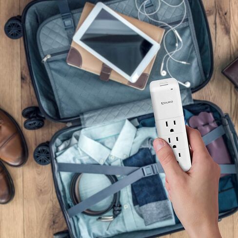 Aduro Surge Protector 9 منافذ توصيل الطاقة مع USB (2 منافذ 2.4A) مثبت على الحائط متعدد المنافذ الفاصل موسع محول أبيض in Kuwait