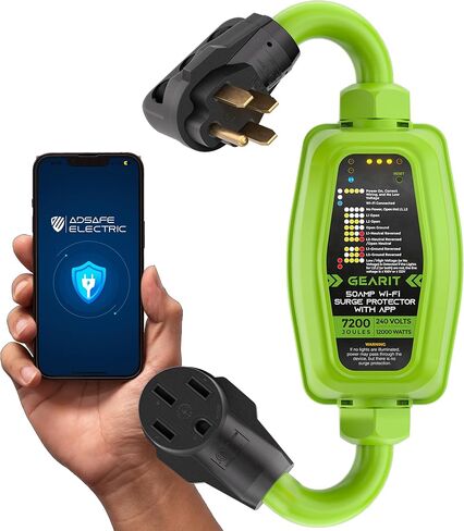 GearIT RV Surge Protector 50 Amp (Wi-Fi with in-APP) Real Time Monitor - Plug, Inlets, Receptacles - Protects Against Voltage Surges, Reverse Polarity, and Open Ground - Monitor Voltage, Amps, Watts in Saudi Arabia
