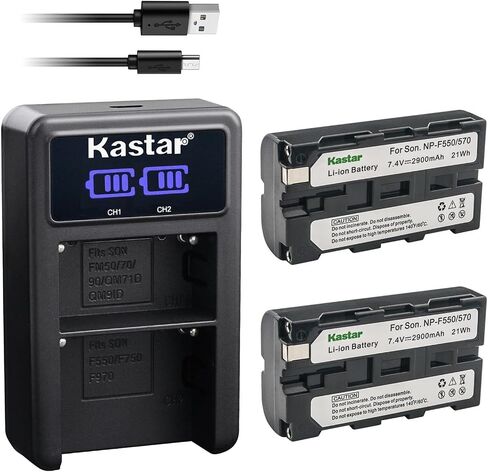 Kastar NP-F570 LED2 USB Battery Charger Compatible with Lilliput 667GL70NP/H/Y, 969A/O/P, 969B/O/P On-Camera Video Monitor, Datavideo TLM-700K, iKan VXF7-V2, VH7i-1 Field Monitor in Kuwait