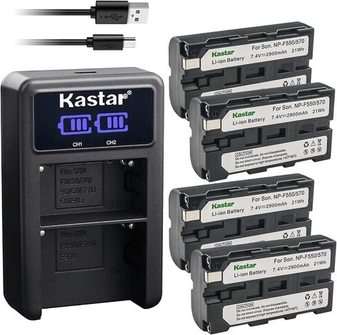 Kastar NP-F570 LED2 USB Battery Charger Compatible with Lilliput 667GL70NP/H/Y, 969A/O/P, 969B/O/P On-Camera Video Monitor, Datavideo TLM-700K, iKan VXF7-V2, VH7i-1 Field Monitor in Kuwait