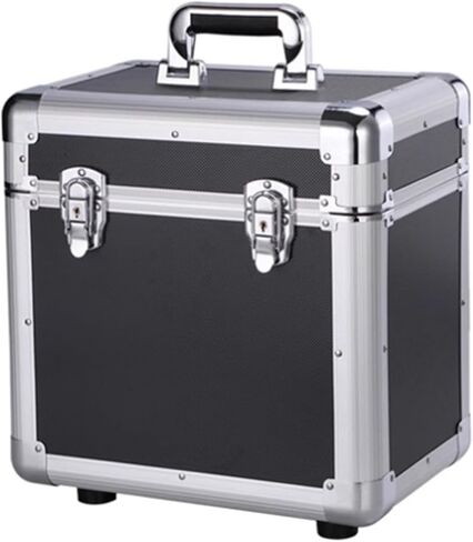 صندوق تخزين أقراص DVD حامل أقراص DVD من الفينيل لسجلات 10 و12 بوصة، مجموعة سجلات الفينيل ومنظم مع قفل، مكعب تخزين سجل قوي مع منظم تخزين الوسائط بإطار من سبائك الألومنيوم in Kuwait