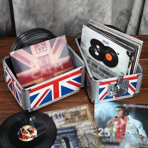 صندوق تخزين أقراص DVD حامل أقراص DVD من الفينيل لسجلات 10 و12 بوصة، مجموعة سجلات الفينيل ومنظم مع قفل، مكعب تخزين سجل قوي مع منظم تخزين الوسائط بإطار من سبائك الألومنيوم in Kuwait