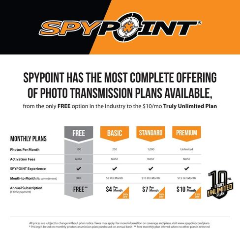 SPYPOINT Link-Micro-S-LTE-V Trail Camera Cellular Solar Panel 10MP Photos Night Vision 4 LED Infrared Flash 80'Detection Flash Range 0.4second Trigger Speed Game Cell Cameras for Hunting-For USA only in Saudi Arabia