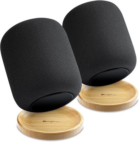 حامل Bangcheer Bamboo لـ Homepod/HomePod 2 مع أقدام غير قابلة للانزلاق ومقاومة للخدش، حامل مكبر صوت ذكي أنيق موفر للمساحة من الخيزران يعزز تجربة الصوت المنزلية، من 1 in Kuwait