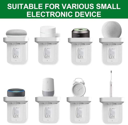 Outlet Shelf Holder, Bathroom Decor with Built-in Cable Management,A Space Saving Solution for Homepod Mini,Google Home/Echo/Smart Speakers/Electric Toothbrush/Cell Phone (Standard) in Kuwait