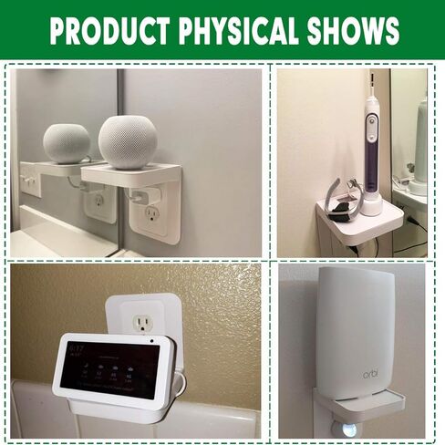Outlet Shelf Holder, Bathroom Decor with Built-in Cable Management,A Space Saving Solution for Homepod Mini,Google Home/Echo/Smart Speakers/Electric Toothbrush/Cell Phone (Standard) in Kuwait