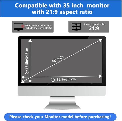 AIZYR Privacy Screen Filter 35 Inch Computer Screen Protector Eye Protection and Anti Glare for 21:9 Widescreen Display 1 Piece, Anti-Peeping Shield, 82x34.5cm in Kuwait