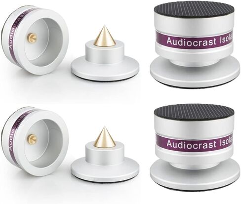 4 قطع من Tertullus مكبر صوت من الألومنيوم + أقدام عزل مكبر الصوت ووسادة علوية وأقدام عزل القرص الدوار لمكبر الصوت ومشغل القرص الدوار ومضخم الصوت باللون الفضي in Kuwait