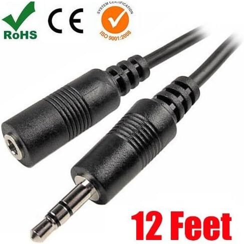iMBAPrice® 12 Feet Professional Quality Nickel Plated 3.5 mm Male/Female Stereo Audio Extension Cable in Saudi Arabia