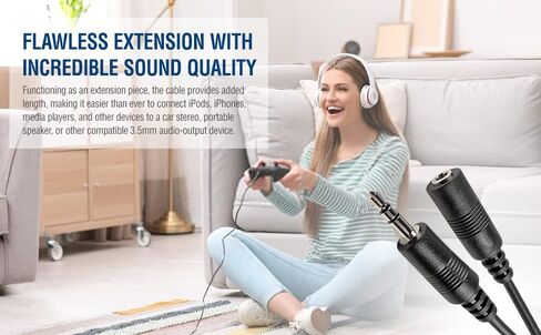 iMBAPrice® 12 Feet Professional Quality Nickel Plated 3.5 mm Male/Female Stereo Audio Extension Cable in Saudi Arabia
