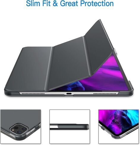 حافظة JETech لجهاز iPad Pro مقاس 12.9 بوصة (موديل 2020/2018، الجيل الرابع/الثالث)، متوافقة مع القلم الرصاص، غطاء تنبيه/غفو تلقائي (أرجواني فاتح) in Kuwait