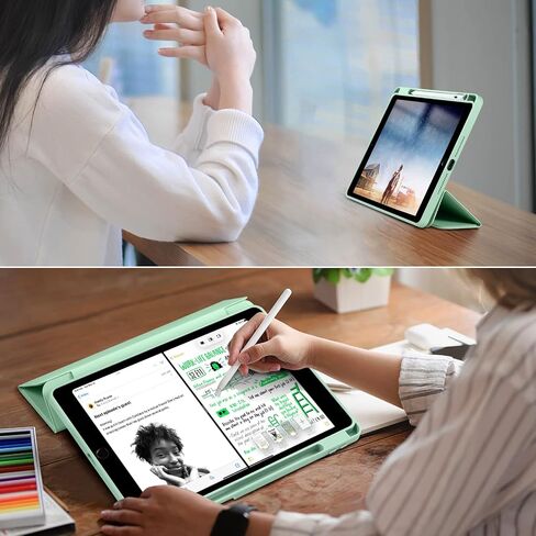 حافظة Wenlaty متوافقة مع حافظة iPad 9th/8th/7th Generation (2021/2020/2019)، حماية كاملة للجسم مع حامل أقلام، حافظة شفافة مصممة لجهاز iPad 10.2 بوصة، غطاء للنوم/الاستيقاظ التلقائي، ضوء النجوم in Kuwait