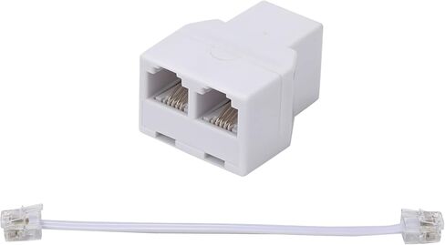 LanSenSu Phone Line Splitter,Telephone Splitter,with RJ11 6P4C Plugs,Suitable for Telephone,Fax Machine,White 1-Pack in Saudi Arabia