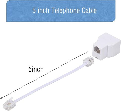LanSenSu Phone Line Splitter,Telephone Splitter,with RJ11 6P4C Plugs,Suitable for Telephone,Fax Machine,White 1-Pack in Saudi Arabia