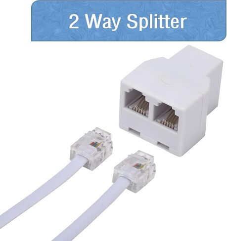 LanSenSu Phone Line Splitter,Telephone Splitter,with RJ11 6P4C Plugs,Suitable for Telephone,Fax Machine,White 1-Pack in Saudi Arabia