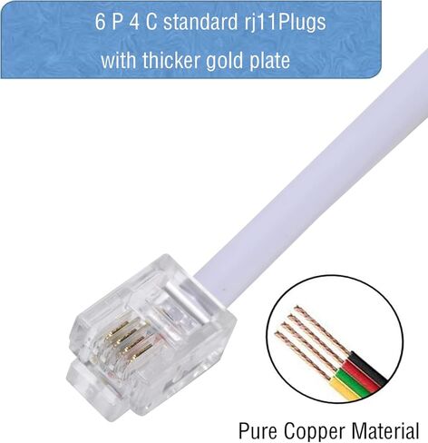 LanSenSu Phone Line Splitter,Telephone Splitter,with RJ11 6P4C Plugs,Suitable for Telephone,Fax Machine,White 1-Pack in Saudi Arabia