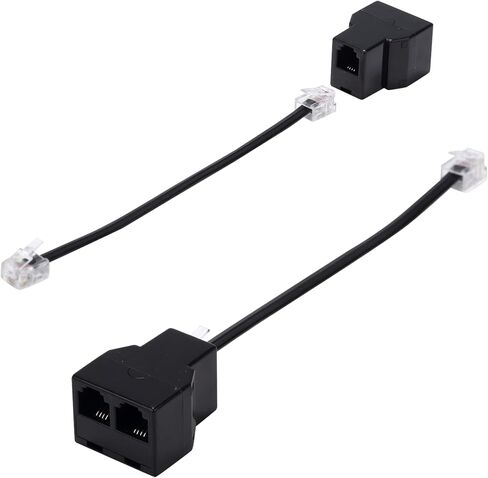 LanSenSu Phone Line Splitter,Telephone Splitter,with RJ11 6P4C Plugs,Suitable for Telephone,Fax Machine,White 1-Pack in Kuwait