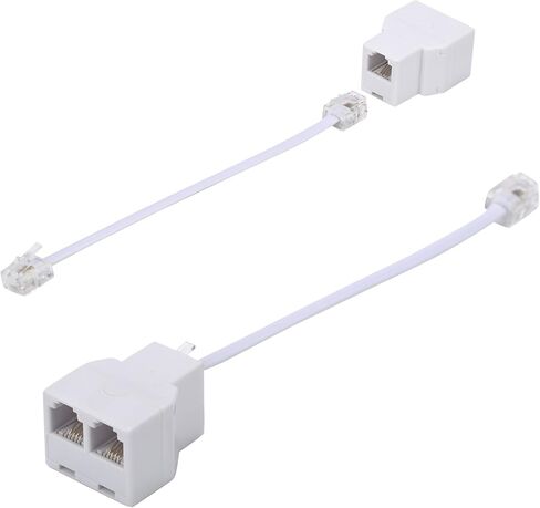 LanSenSu Phone Line Splitter,Telephone Splitter,with RJ11 6P4C Plugs,Suitable for Telephone,Fax Machine,White 1-Pack in Kuwait