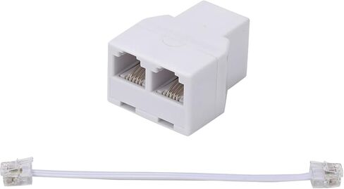 LanSenSu Phone Line Splitter,Telephone Splitter,with RJ11 6P4C Plugs,Suitable for Telephone,Fax Machine,White 1-Pack in Kuwait