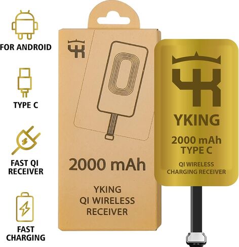 2000 mah QI Wireless Charging Adapter for Samsung A14 A34 A54 M54 A51 - Type C Wireless Charging Adapter USB-c - Fast Qi Wireless Receiver Type C - Qi Wireless Charger Adapter in Saudi Arabia