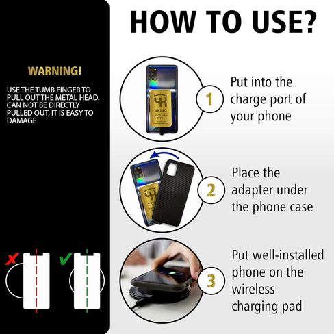 2000 mah QI Wireless Charging Adapter for Samsung A14 A34 A54 M54 A51 - Type C Wireless Charging Adapter USB-c - Fast Qi Wireless Receiver Type C - Qi Wireless Charger Adapter in Saudi Arabia
