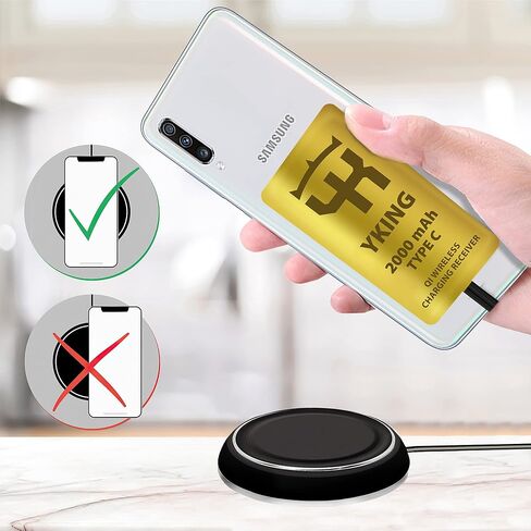 2000 mah QI Wireless Charging Adapter for Samsung A14 A34 A54 M54 A51 - Type C Wireless Charging Adapter USB-c - Fast Qi Wireless Receiver Type C - Qi Wireless Charger Adapter in Saudi Arabia