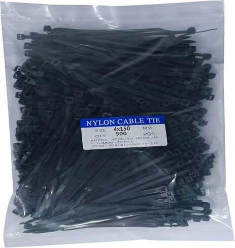 Zip Ties 500 pcs 4 inch Cable Zip Ties, Premium Plastic Wire Ties with 40 LBS Tensile Strength, UV Resistant Cable Ties, Self-Locking Black Nylon Tie Straps in Kuwait