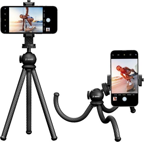 SquidGrip Flexible Cell Phone Tripod and Portable Action Camera Holder - Compatible with iPhone, GoPro, Android, Samsung, Google Pixel and All Mobile Phones Black in Saudi Arabia