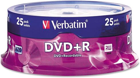 Verbatim DVD+R Recordable Disc - DVD+R Discs, 4.7GB, 16x, Spindle, Silver, 25/Pack in Saudi Arabia