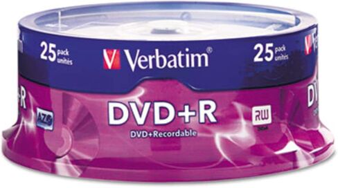 Verbatim DVD+R Recordable Disc - DVD+R Discs, 4.7GB, 16x, Spindle, Silver, 25/Pack in Saudi Arabia