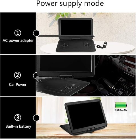 مشغل DVD/CD كبير محمول من YOOHOO مقاس 17.9 بوصة مع شاشة LCD عالية الوضوح دوارة 270 درجة مقاس 15.6 بوصة، وبطارية قابلة لإعادة الشحن لمدة 6 ساعات، ودعم CD/DVD/بطاقة SD/USB in Kuwait